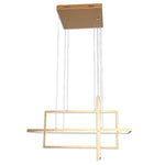 31.5'' Three-Part Futuristic Square Rectangular Hybrid Aluminum Chandelier with Capable Ambient Lights - Lamp Outdoor