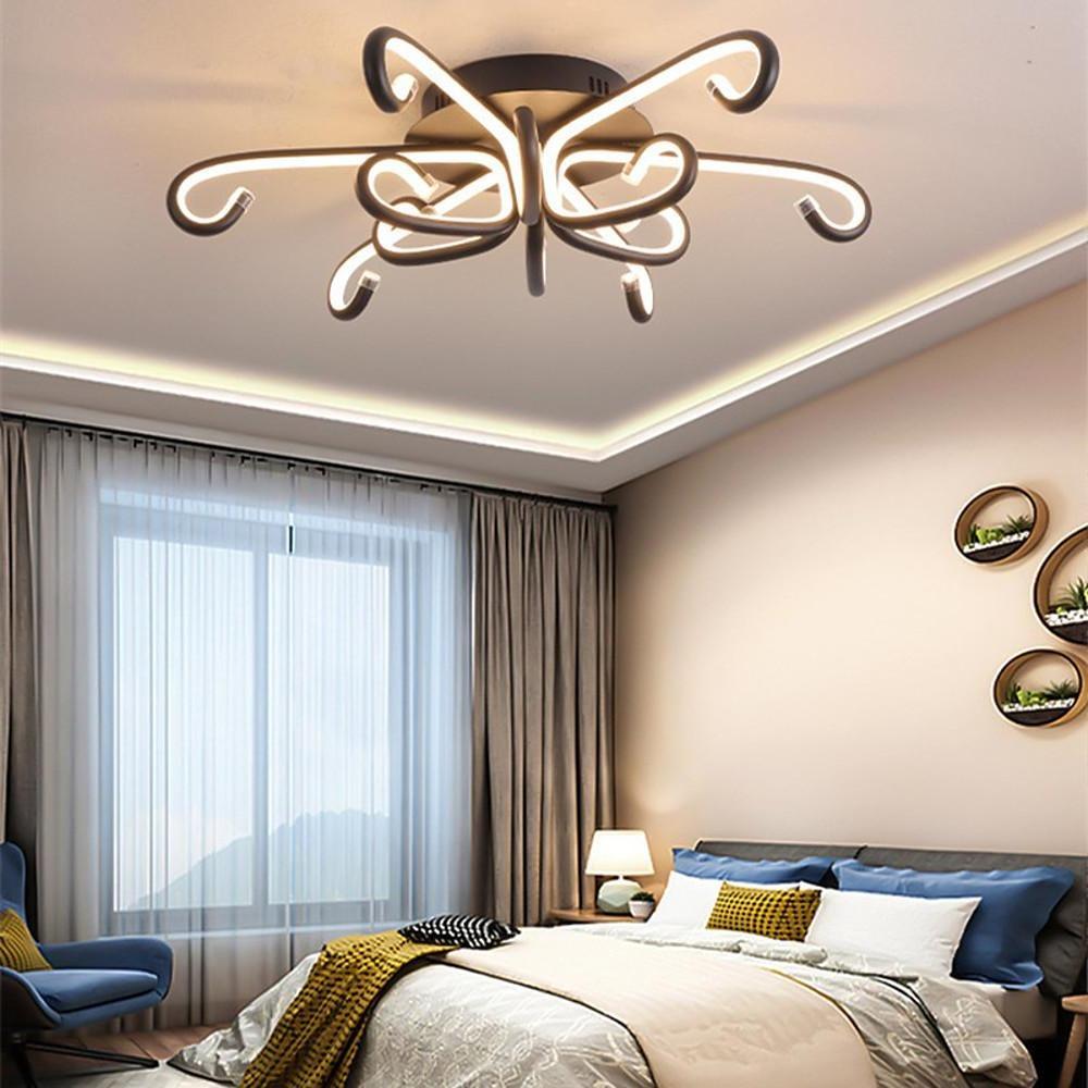 Modern Artistic Octopus-Inspired Flush Mount Ceiling Light with Sleek Curved LED Design - Lamp Outdoor