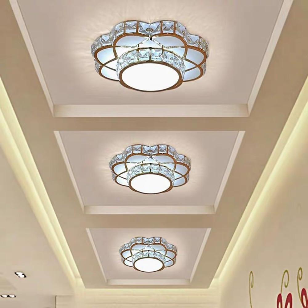 Flower Effect Metal Crystal LED Flush Mount Ceiling Light for Hallway Entryway Lighting - Lamp Outdoor