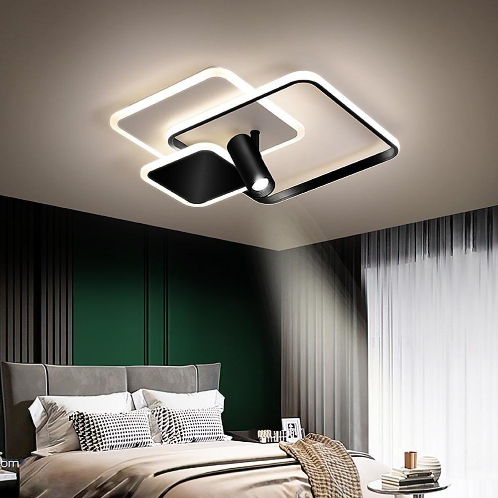 3 Square Metal LED Flush Mount Ceiling Light for Bedroom - Lamp Outdoor