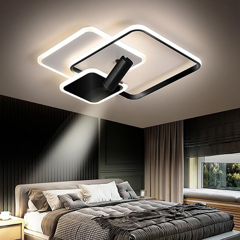 3 Square Metal LED Flush Mount Ceiling Light for Bedroom - Lamp Outdoor