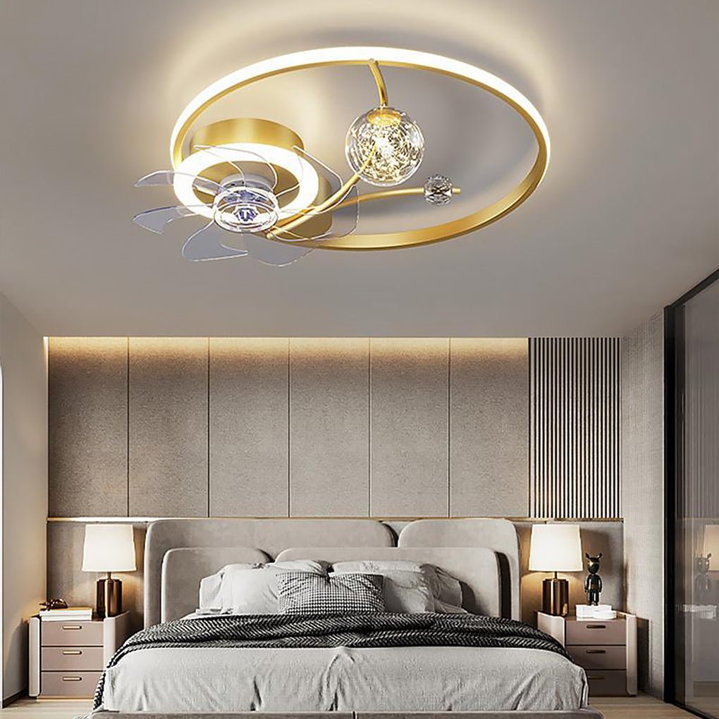 Kids Ceiling Fans with Lights Remote Round Flush Mount Ceiling Fans with LED lights - Lamp Outdoor