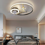 Kids Ceiling Fans with Lights Remote Round Flush Mount Ceiling Fans with LED lights - Lamp Outdoor