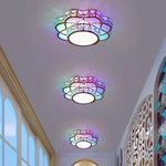 Flower Effect Metal Crystal LED Flush Mount Ceiling Light for Hallway Entryway Lighting - Lamp Outdoor