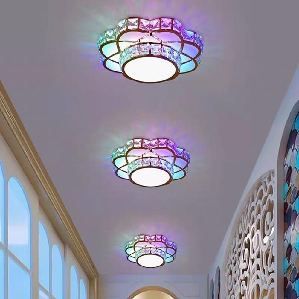 Flower Effect Metal Crystal LED Flush Mount Ceiling Light for Hallway Entryway Lighting - Lamp Outdoor