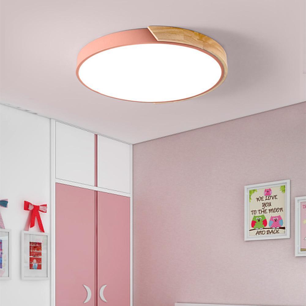 Circular LED Wood Nordic Ceiling Lights Flush Mount Lighting Ceiling Lamp - Lamp Outdoor