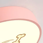 Circular Dog Image Flush Mount Drum Light LED Metal Bedroom Ceiling Light for Baby Kids - Lamp Outdoor