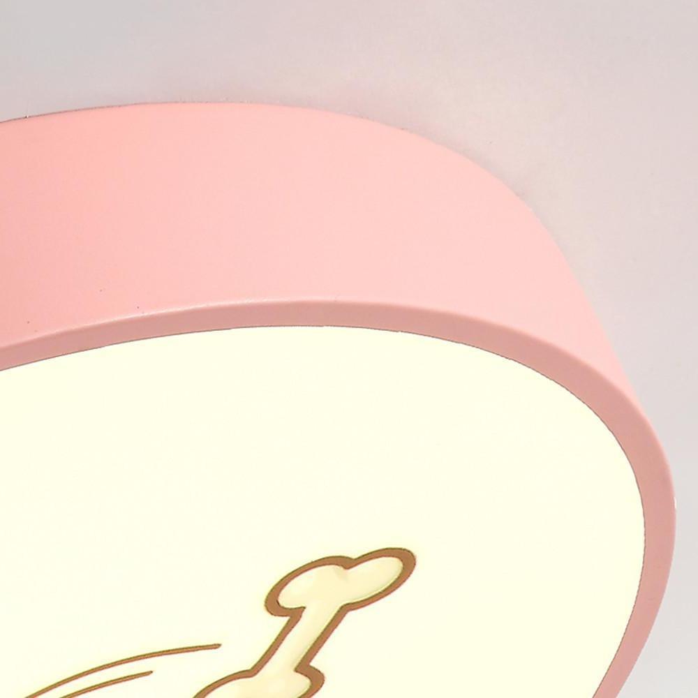 Circular Dog Image Flush Mount Drum Light LED Metal Bedroom Ceiling Light for Baby Kids - Lamp Outdoor