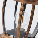 Interior view of lantern glass panels displaying clear construction and internal lighting components