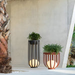 Industrial Solar Outdoor LED Floor Lantern Lamp with Tray - Lamp Outdoor