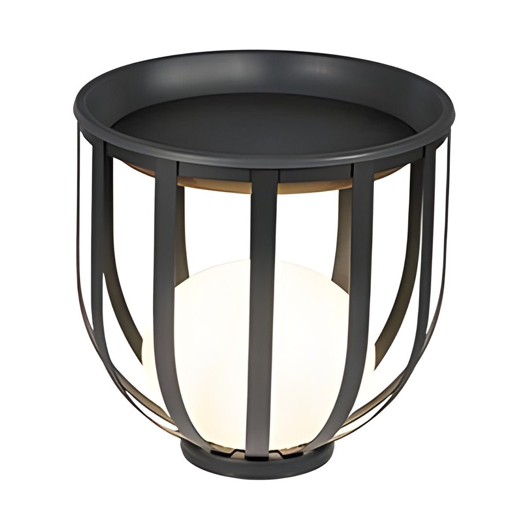 Industrial Solar Outdoor LED Floor Lantern Lamp with Tray - Lamp Outdoor