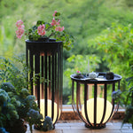Industrial Solar Outdoor LED Floor Lantern Lamp with Tray - Lamp Outdoor