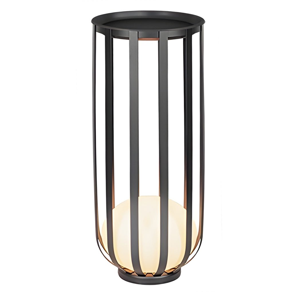 Industrial Solar Outdoor LED Floor Lantern Lamp with Tray - Lamp Outdoor