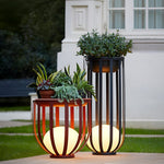 Industrial Solar Outdoor LED Floor Lantern Lamp with Tray - Lamp Outdoor