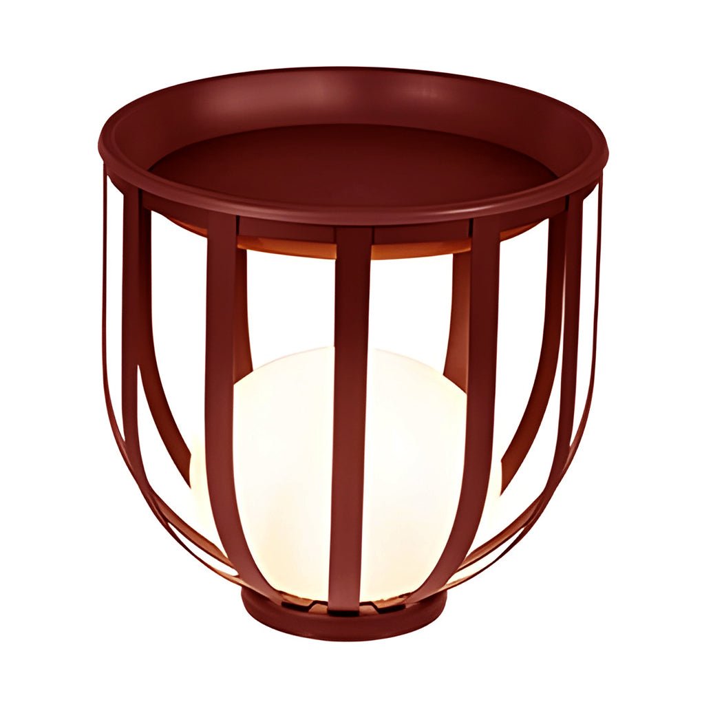 Industrial Solar Outdoor LED Floor Lantern Lamp with Tray - Lamp Outdoor