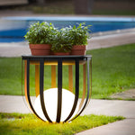 Industrial Solar Outdoor LED Floor Lantern Lamp with Tray - Lamp Outdoor