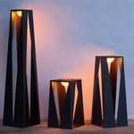 Collection of various sized geometric lanterns arranged together showing design variations