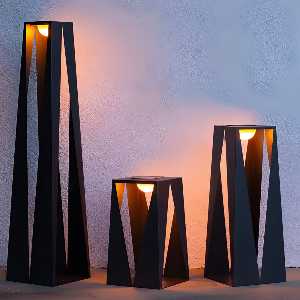 Collection of various sized geometric lanterns arranged together showing design variations