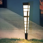 Modern Stainless Steel Outdoor Post Light with Imitation Marble Shade - Lamp Outdoor