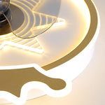 Olive Round Crown Shaped Metal Flush Mount Ceiling Fans - Lamp Outdoor