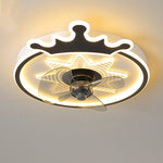 Olive Round Crown Shaped Metal Flush Mount Ceiling Fans - Lamp Outdoor