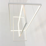 31.5'' Three-Part Futuristic Square Rectangular Hybrid Aluminum Chandelier with Capable Ambient Lights - Lamp Outdoor