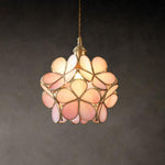 Flower Patterned Modern Glass Copper Pendant Light Kitchen Hanging Pendant Lights - Lamp Outdoor