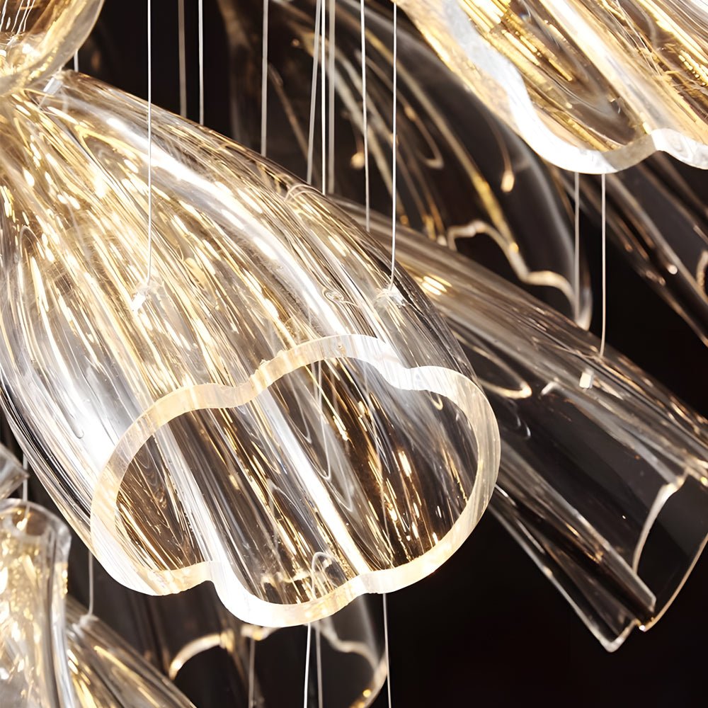 Luxury Flowers Handcrafted Art Glass 3 Step Dimming Modern Chandelier - Lamp Outdoor