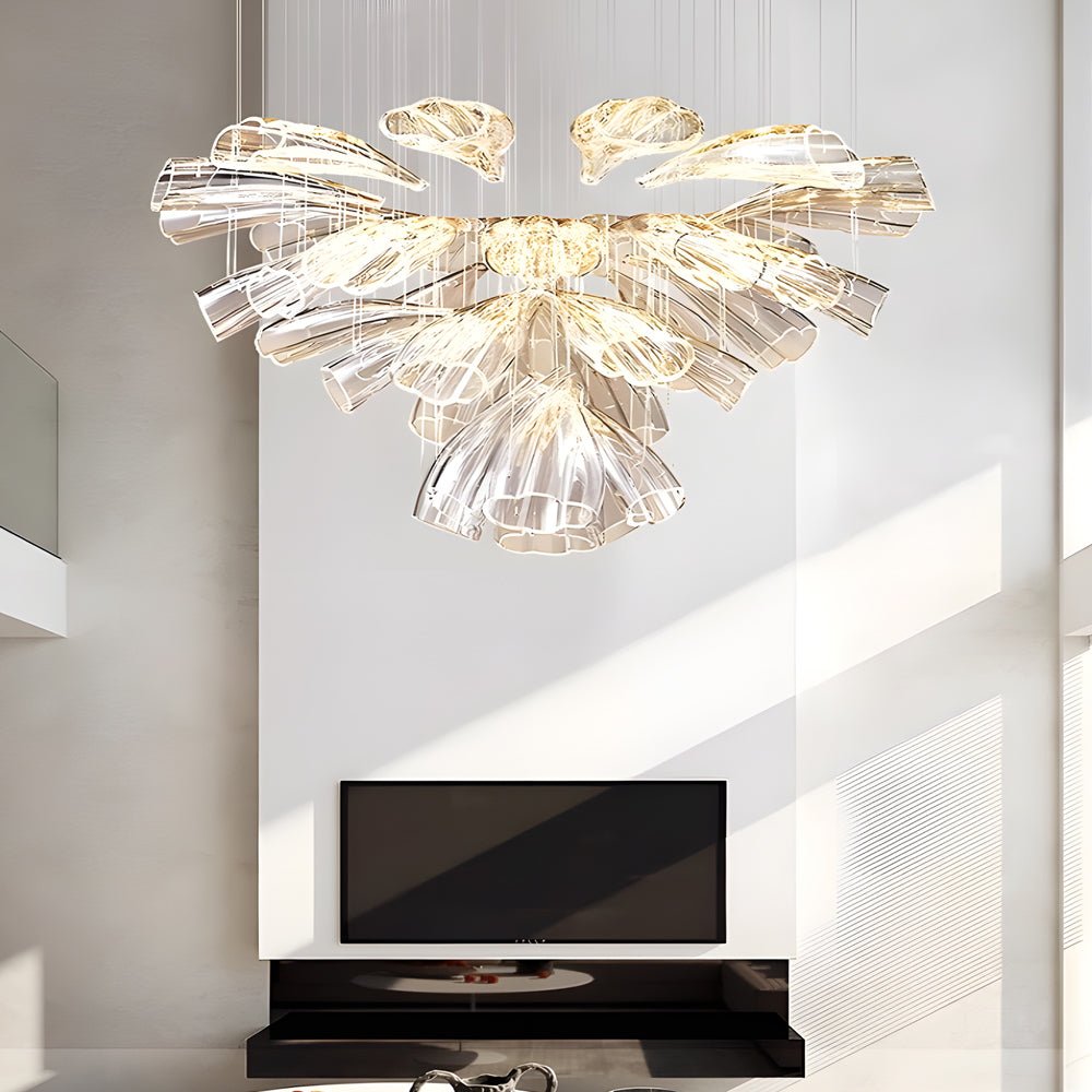 Luxury Flowers Handcrafted Art Glass 3 Step Dimming Modern Chandelier - Lamp Outdoor