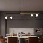 Minimalist Modern Linear Globe Pendant Lighting Copper Glass Kitchen & Dining Room Light - Lamp Outdoor