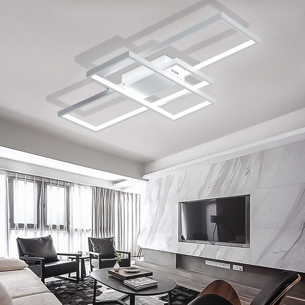 Multi Rectangle Large Flush Mount Ceiling Light with 3 Integrated Tiered Lights - Lamp Outdoor