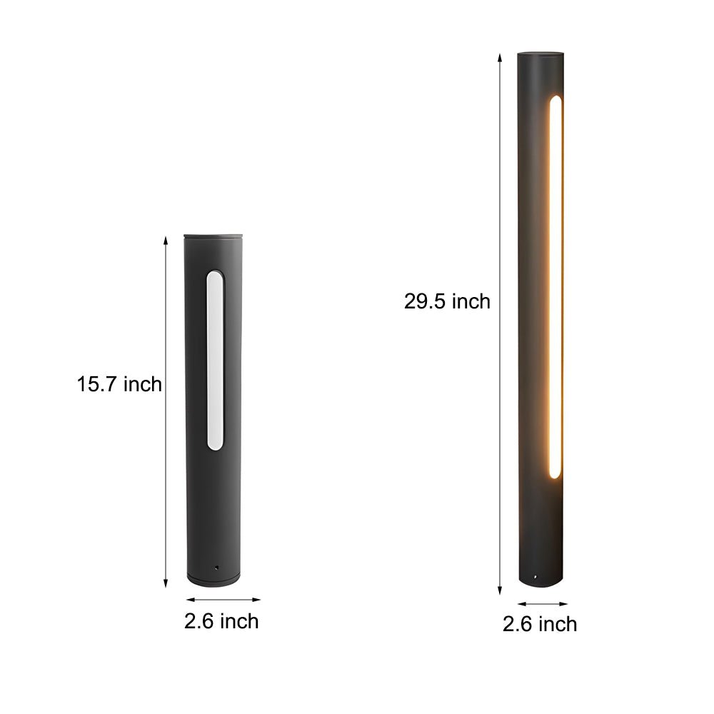 Black Matte LED Cylinder Outdoor Pathway Light - 15.8''/29.5'' H - Lamp Outdoor