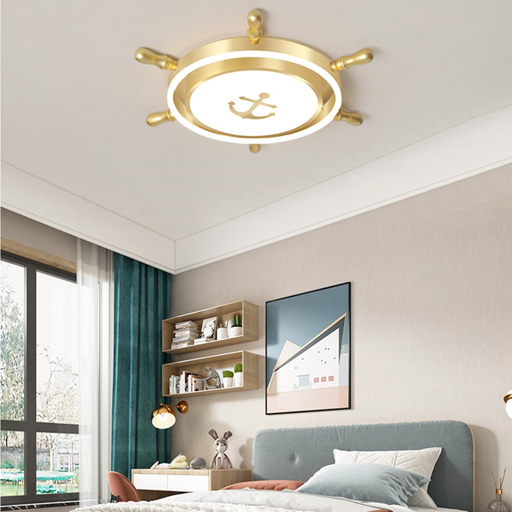 Mediterranean Style Cartoon Rudder Design LED High Transmittance Ceiling Lamp - Lamp Outdoor