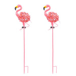 Metal Flamingo Solar Stake LED Lights Pink Outdoor Pathway Lamp - 2-Pack - Lamp Outdoor