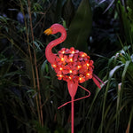 Metal Flamingo Solar Stake LED Lights Pink Outdoor Pathway Lamp - 2-Pack - Lamp Outdoor