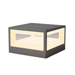 Minimalist cube light with geometric design and integrated LED providing subtle illumination for modern outdoor spaces