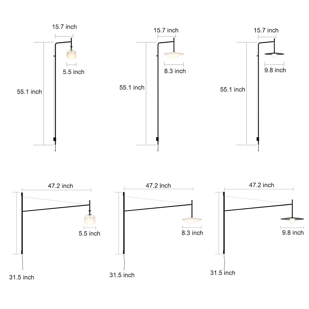 Minimalist Metal Long Pole Arm Tempo LED Wall Sconce - Lamp Outdoor