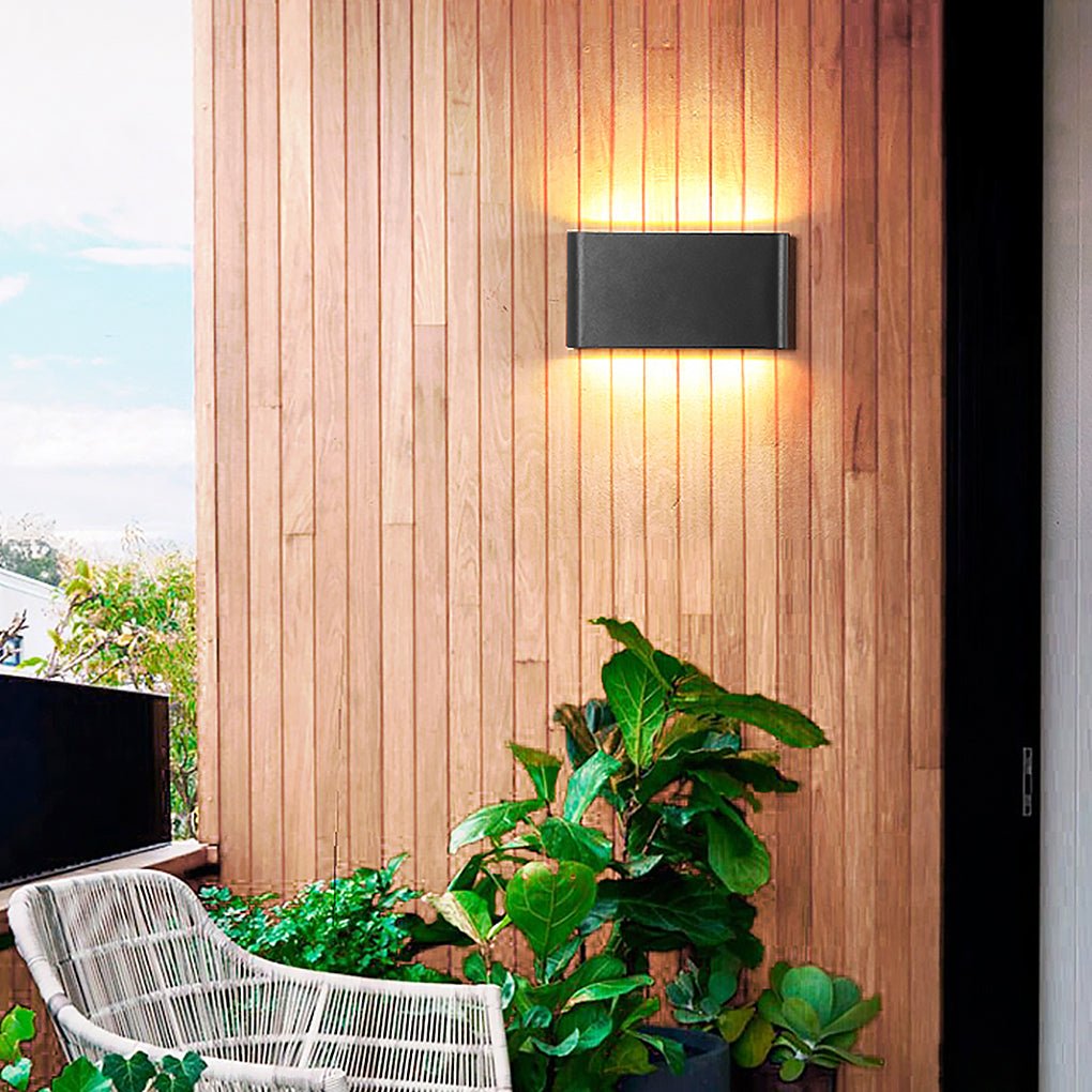 2 - Light Black Modern Low Profile Exterior Porch LED Slim Outdoor Up Down Wall Light