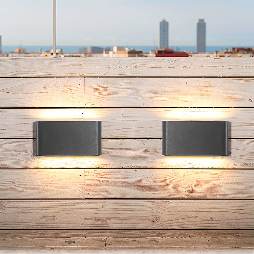 2 - Light Black Modern Low Profile Exterior Porch LED Slim Outdoor Up Down Wall Light