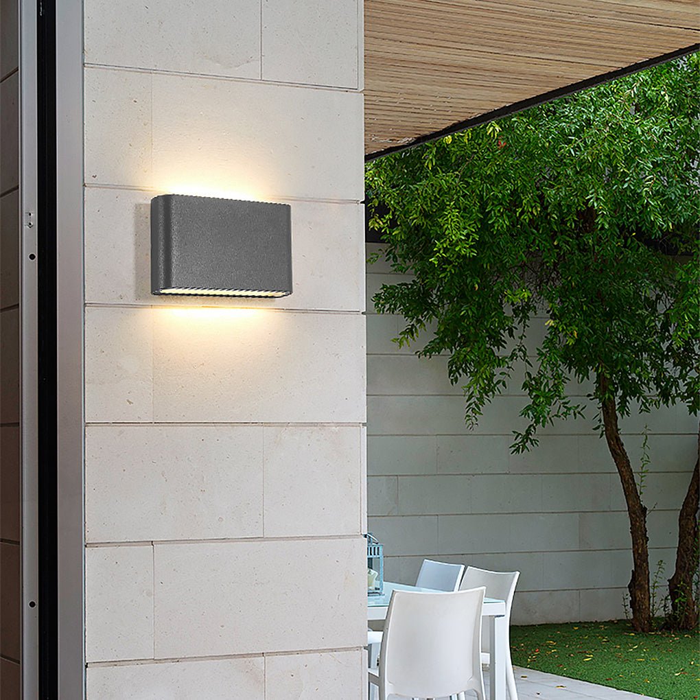 2 - Light Black Modern Low Profile Exterior Porch LED Slim Outdoor Up Down Wall Light