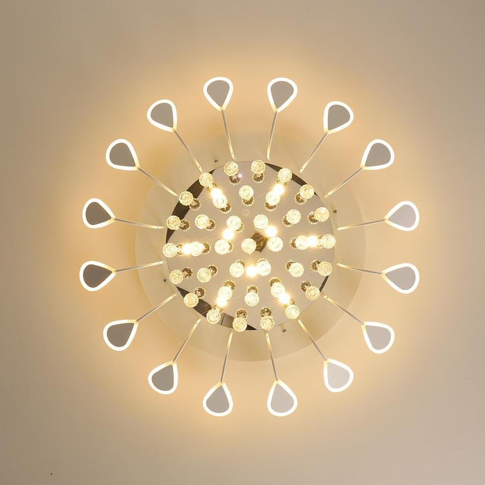 Flower Shaped Dimmable LED Crystal Modern Flush Mount Lighting Ceiling Light - Lamp Outdoor