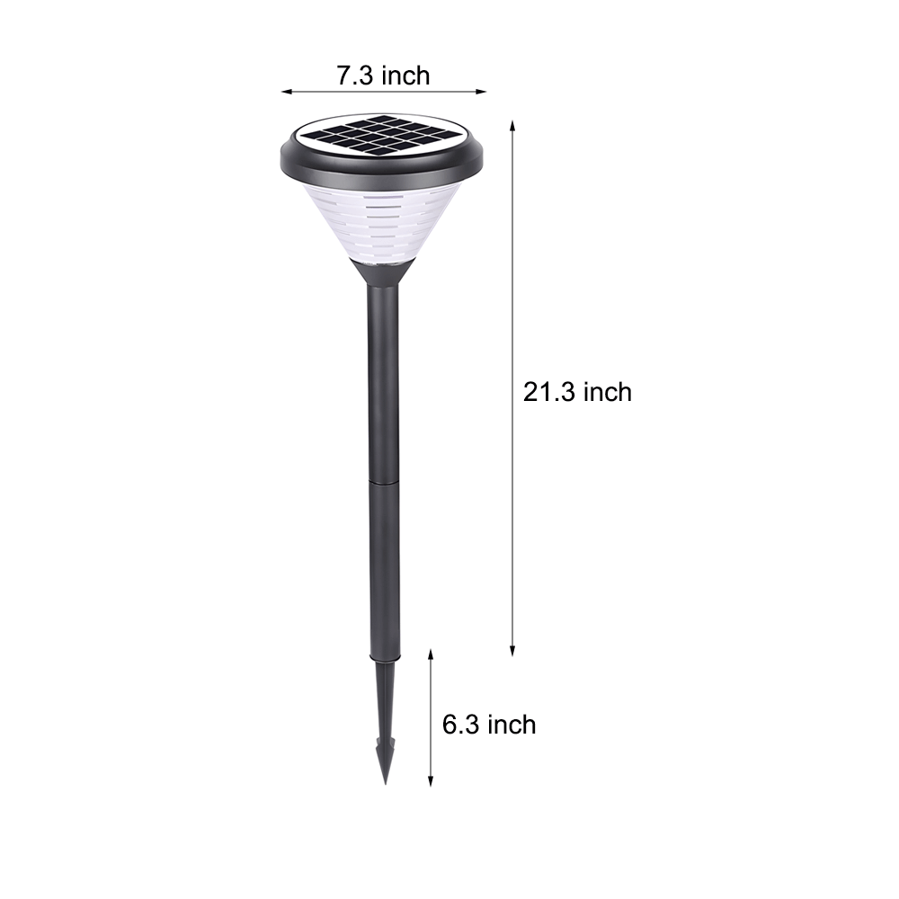 Modern Black LED Solar Pathway Lights 27.6-Inch High with Clear Frosted Lampshade - Lamp Outdoor
