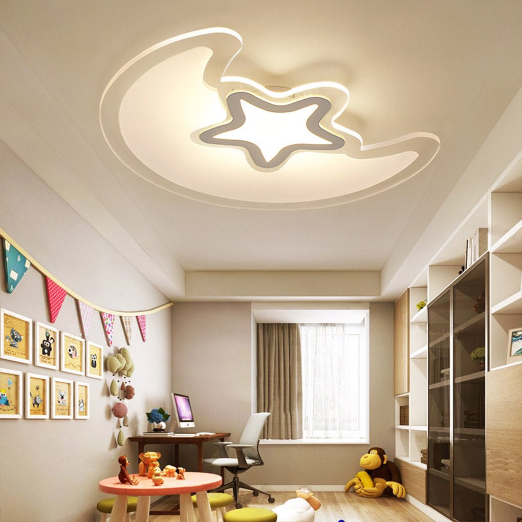 Modern Creative Special-shaped Trichromatic Dimming Moon Star Ceiling Light - Lamp Outdoor