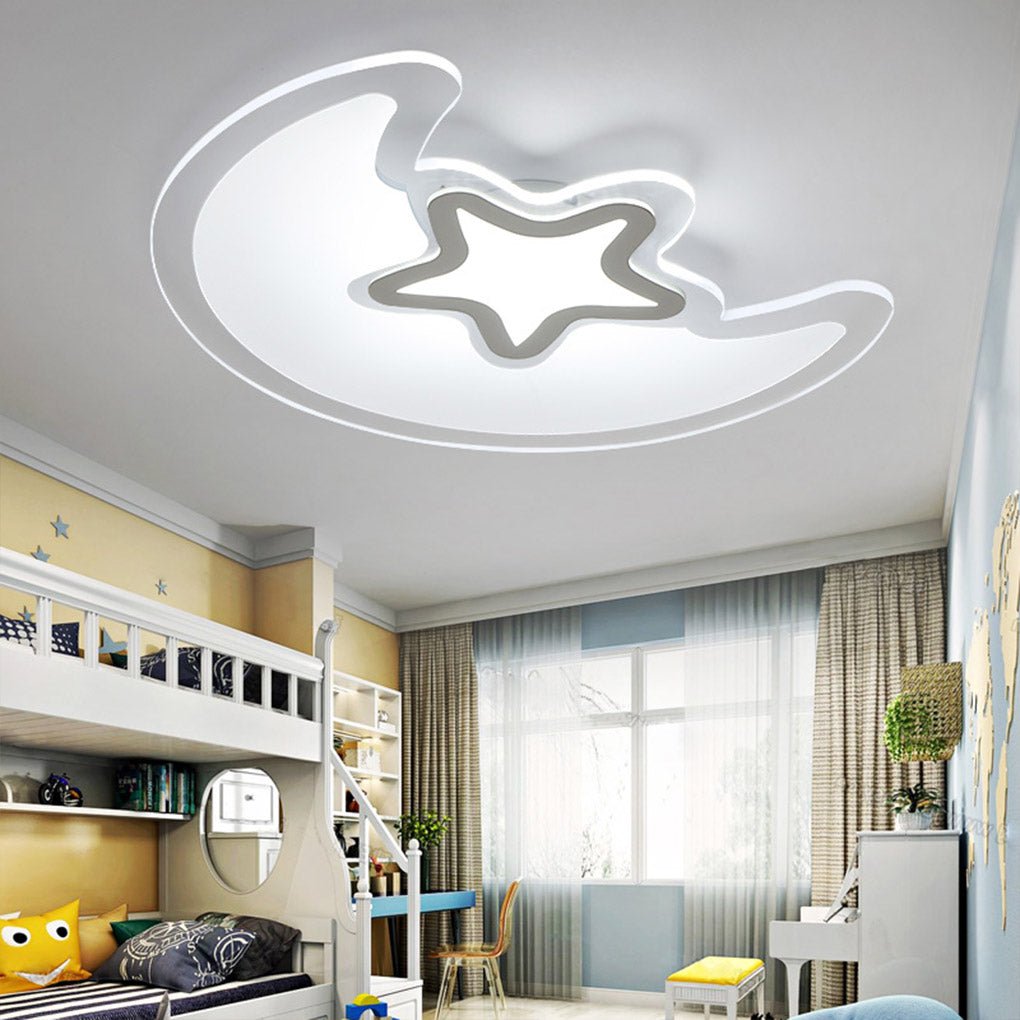 Modern Creative Special-shaped Trichromatic Dimming Moon Star Ceiling Light - Lamp Outdoor