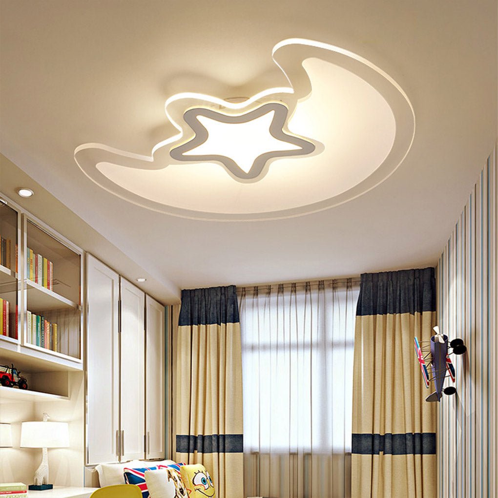 Modern Creative Special-shaped Trichromatic Dimming Moon Star Ceiling Light - Lamp Outdoor