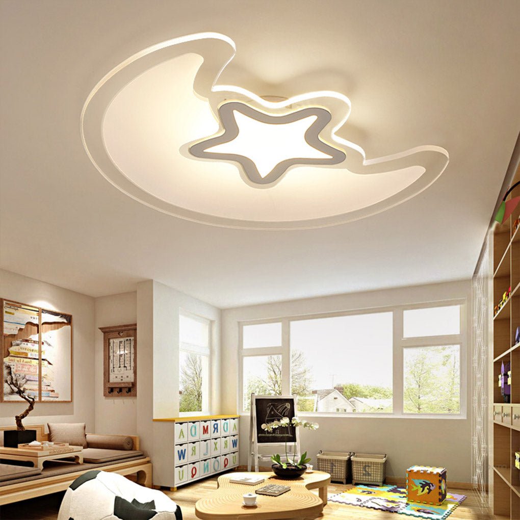 Modern Creative Special-shaped Trichromatic Dimming Moon Star Ceiling Light - Lamp Outdoor