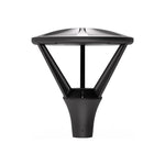Modern decorative street light head featuring geometric design with LED technology and artistic appeal