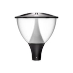 Modern LED street light head with acorn-style diffuser and energy-efficient housing design