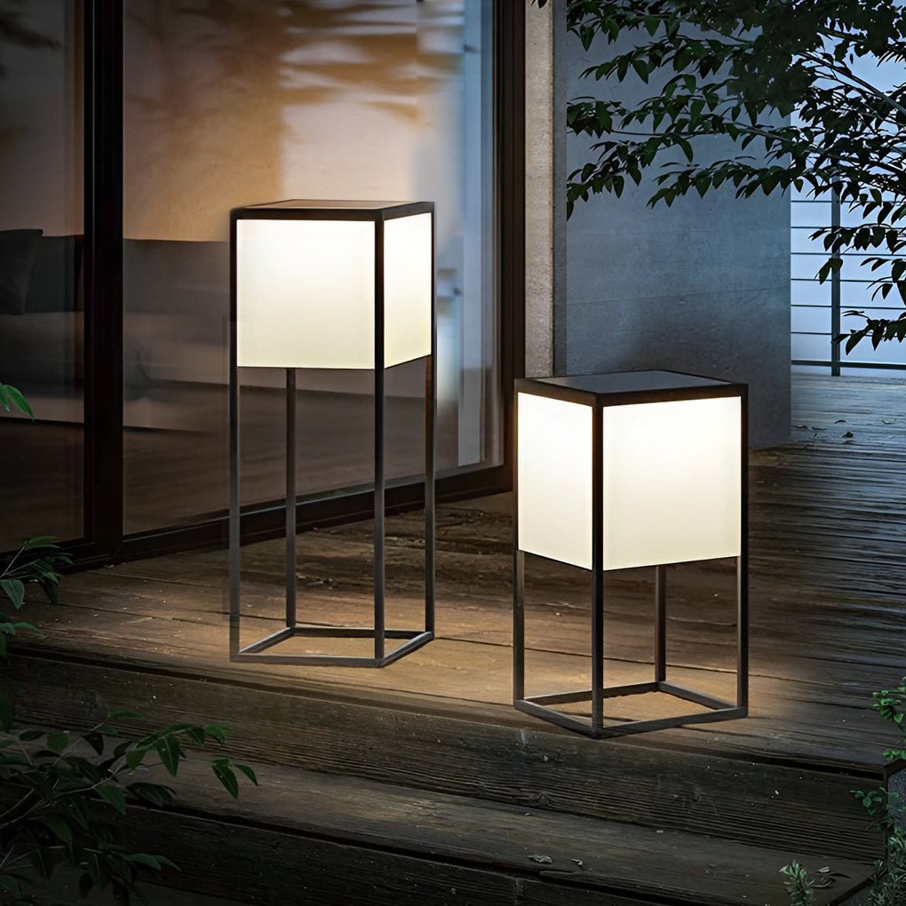 Square Solar Post Light with Acrylic Lampshade and Robust Stainless Steel Frame