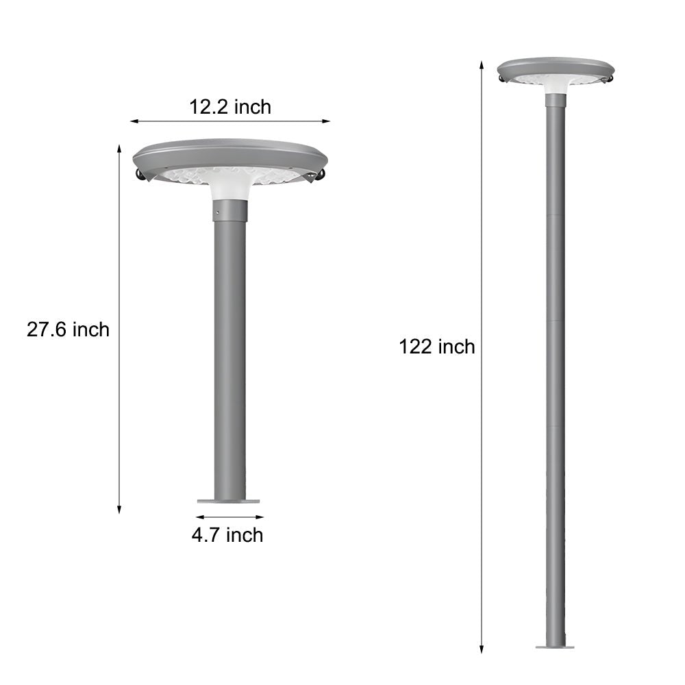 Modern Round Dual Motion Sensor LED Solar Garden Post Lights - Lamp Outdoor